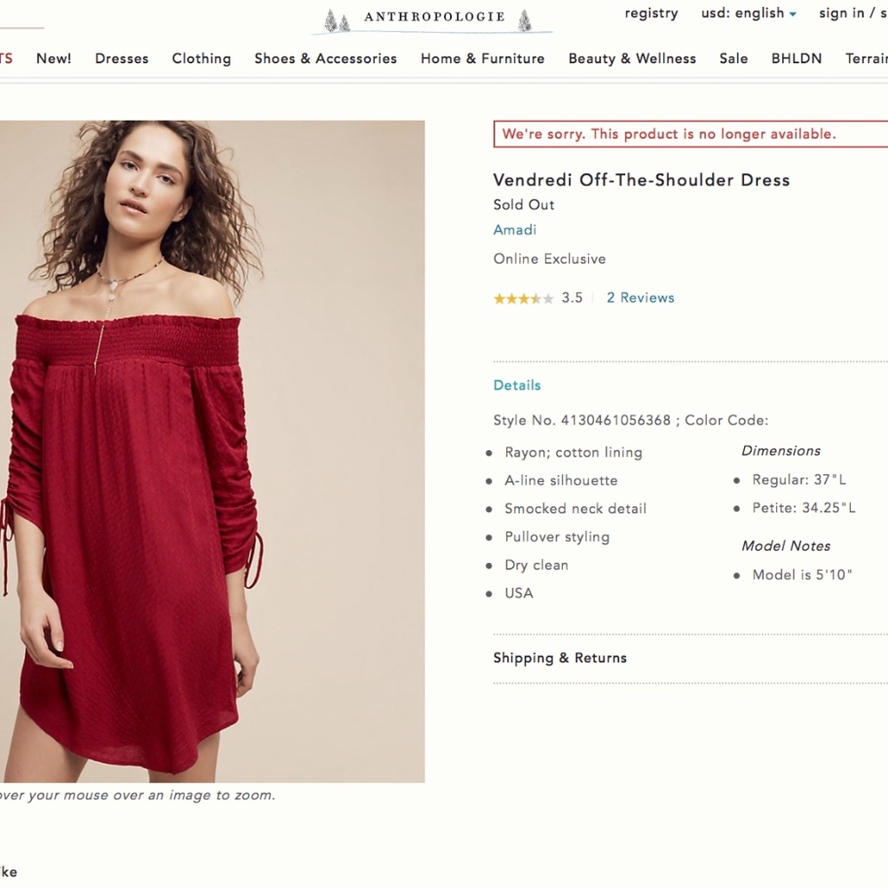 NWT Amadi "Vendredi" Textured Off-Shoulder Dress